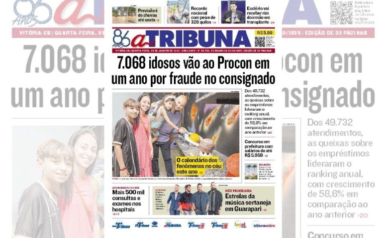 Confira os destaques do jornal A Tribuna desta quarta-feira