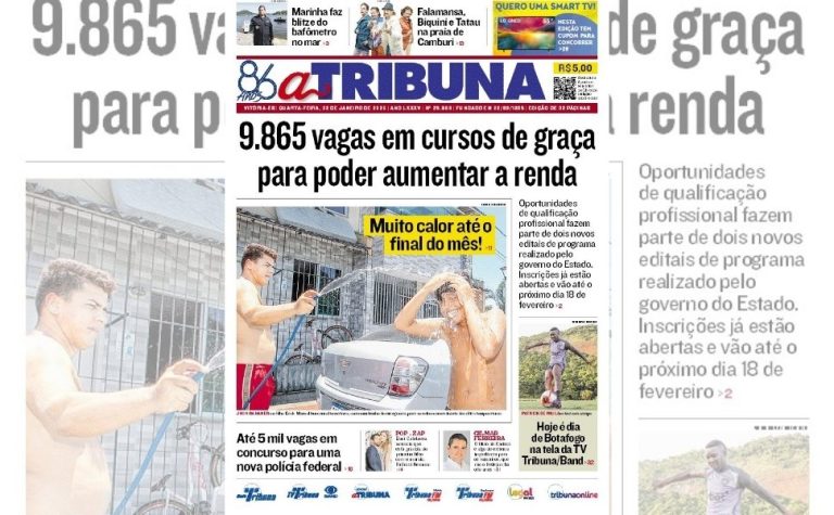 Confira os destaques do jornal A Tribuna desta quarta-feira