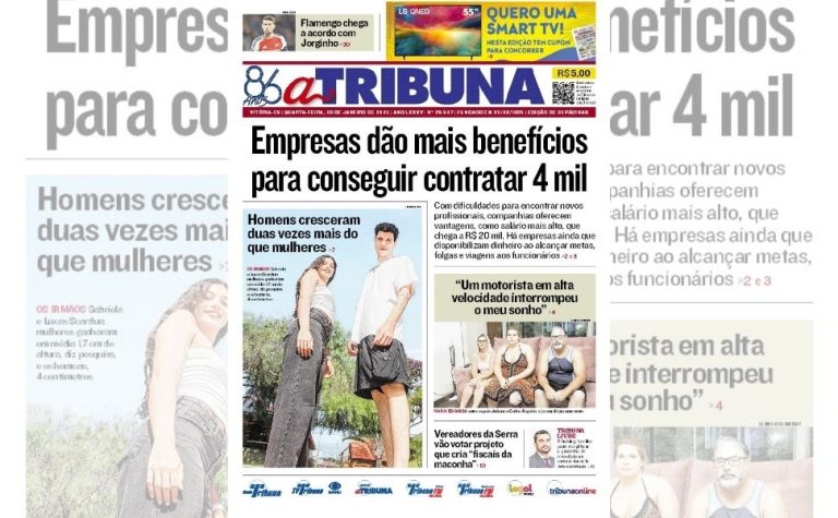 Confira os destaques do jornal A Tribuna desta quarta-feira
