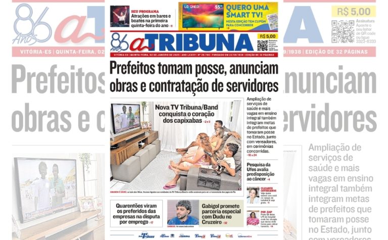 Confira os destaques do jornal A Tribuna desta quinta-feira