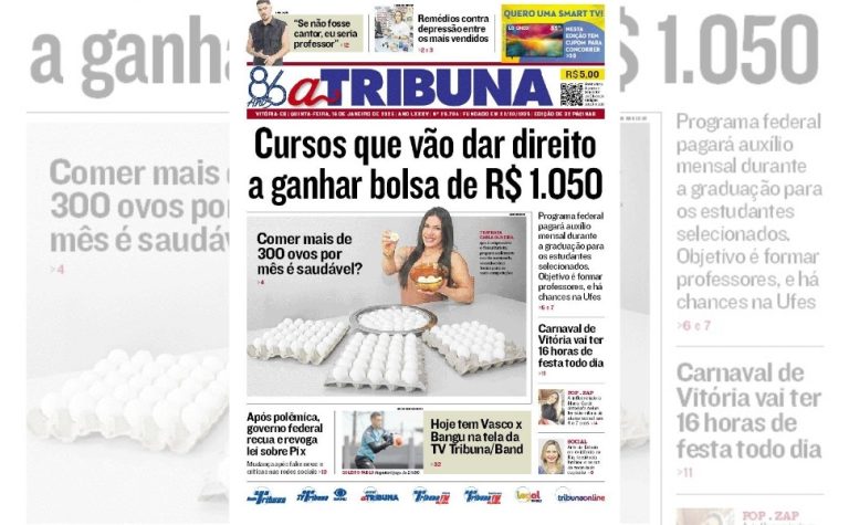 Confira os destaques do jornal A Tribuna desta quinta-feira