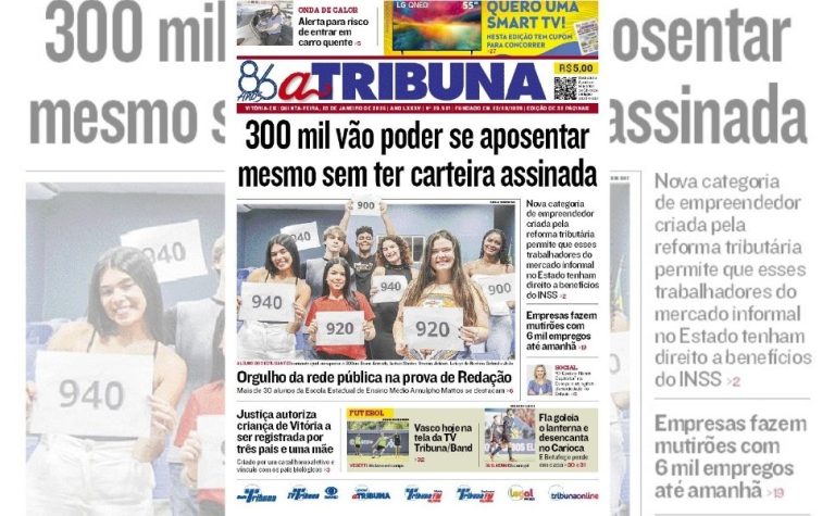 Confira os destaques do jornal A Tribuna desta quinta-feira