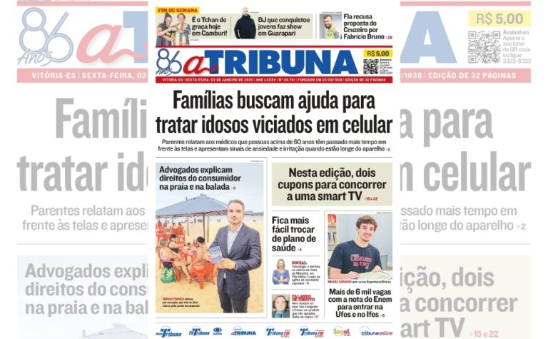 Confira os destaques do jornal A Tribuna desta sexta-feira