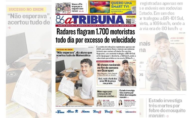Confira os destaques do jornal A Tribuna desta sexta-feira