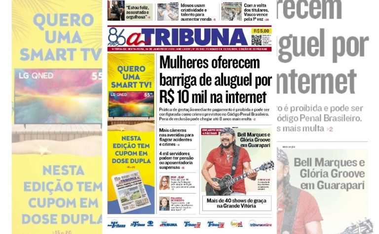 Confira os destaques do jornal A Tribuna desta sexta-feira