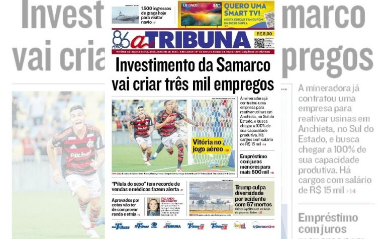 Confira os destaques do jornal A Tribuna desta sexta-feira