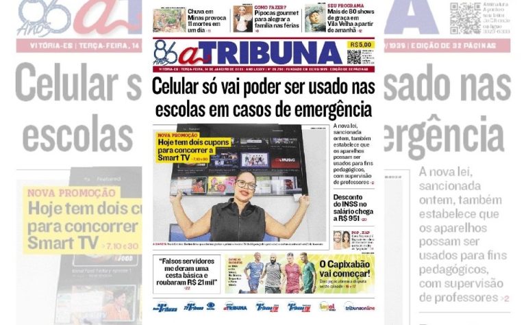 Confira os destaques do jornal A Tribuna desta terça-feira