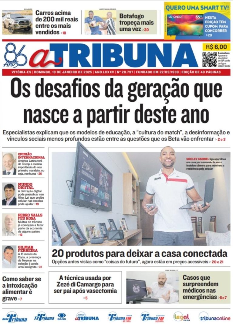 Confira os destaques do jornal A Tribuna deste domingo