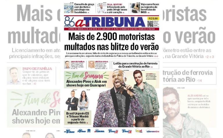 Confira os destaques do jornal A Tribuna deste sábado