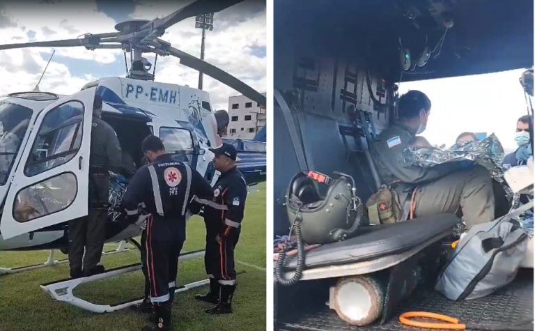 Bebê de 5 meses é resgatada de helicóptero após ser picada por escorpião