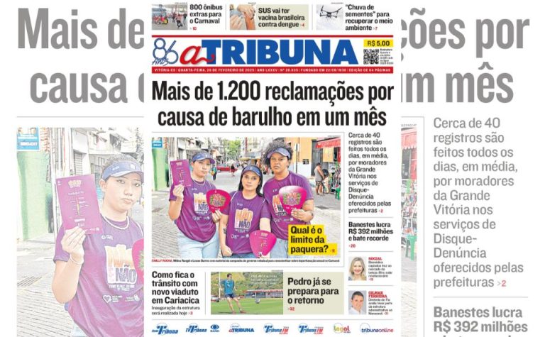 Confira os destaques do jornal A Tribuna desta quarta