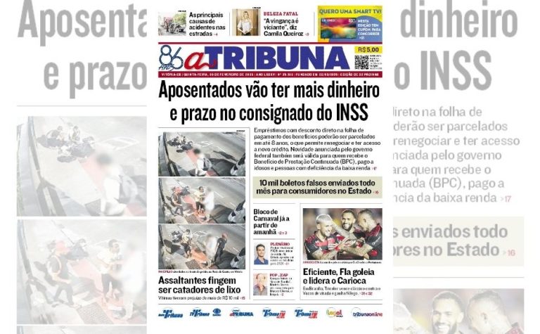 Confira os destaques do jornal A Tribuna desta quinta-feira
