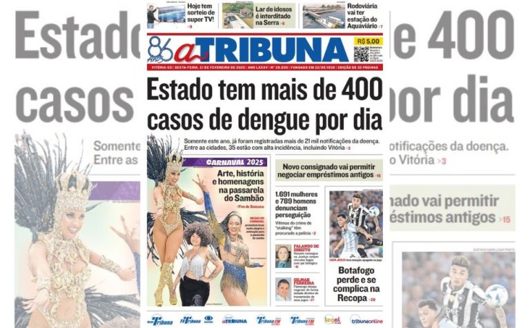 Confira os destaques do jornal A Tribuna desta sexta