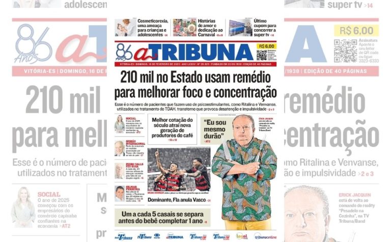 Confira os destaques do jornal A Tribuna deste domingo