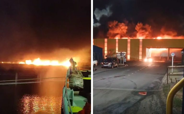 Incêndio atinge Porto de Tubarão em Vitória