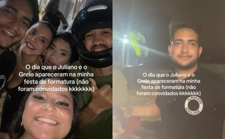 Juliano, dupla de Henrique, e Grelo divertem fãs ao invadir festa de formatura