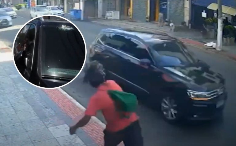 VÍDEO | Homem joga pedra em carro em movimento em Vila Velha