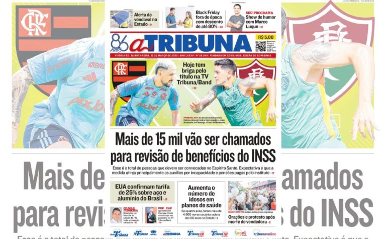 Confira os destaques do jornal A Tribuna desta quarta
