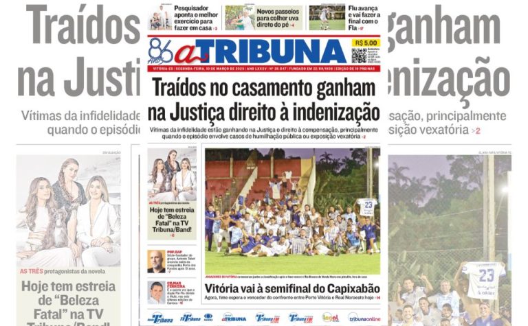 Confira os destaques do jornal A Tribuna desta segunda-feira