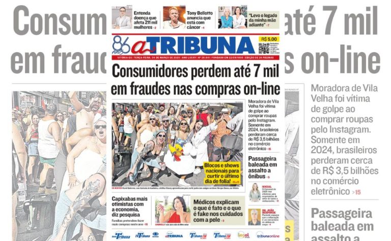 Confira os destaques do jornal A Tribuna desta terça