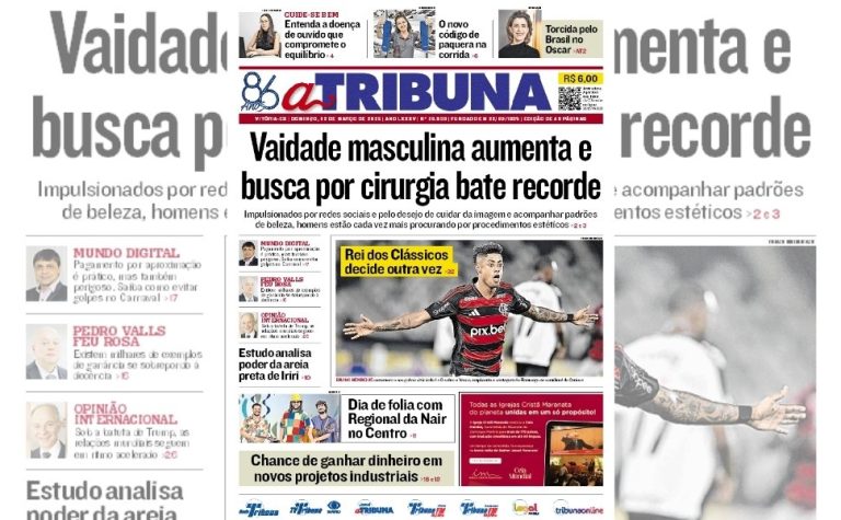 Confira os destaques do jornal A Tribuna deste domingo