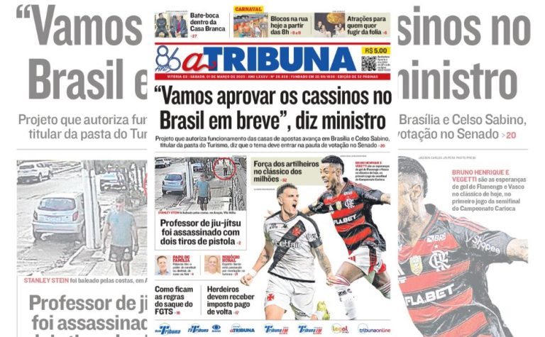 Confira os destaques do jornal A Tribuna deste sábado