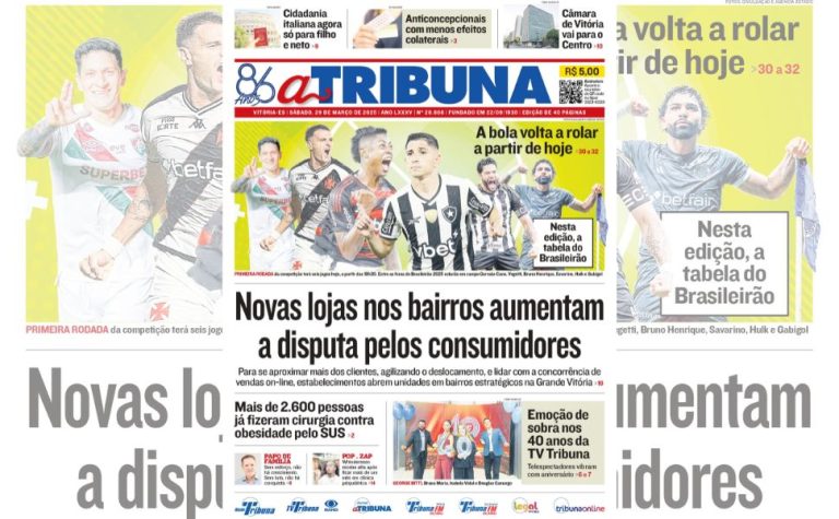 Confira os destaques do jornal A Tribuna deste sábado