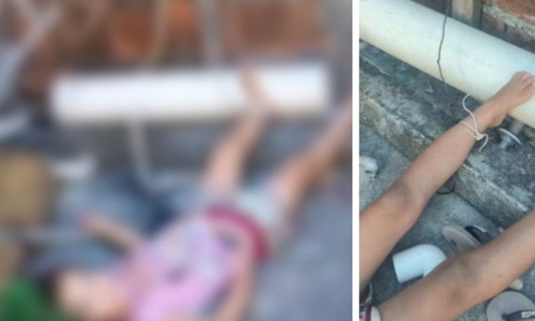 Criança de 4 anos é encontrada amarrada e com hematomas; mãe e padrasto são presos
