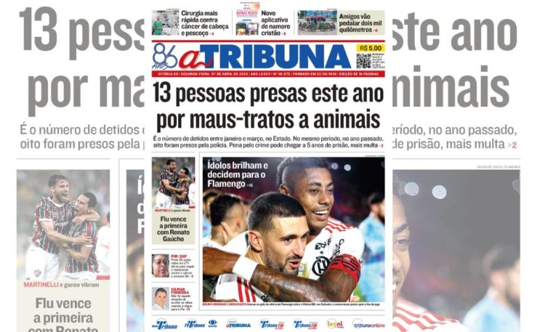 Confira os destaques do jornal A Tribuna desta segunda