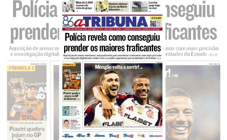 Confira os destaques do jornal A Tribuna desta segunda-feira