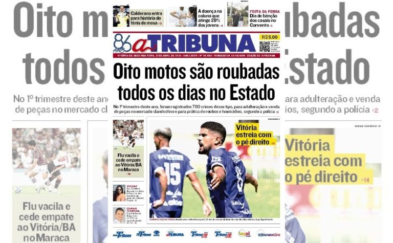 Confira os destaques do jornal A Tribuna desta segunda-feira
