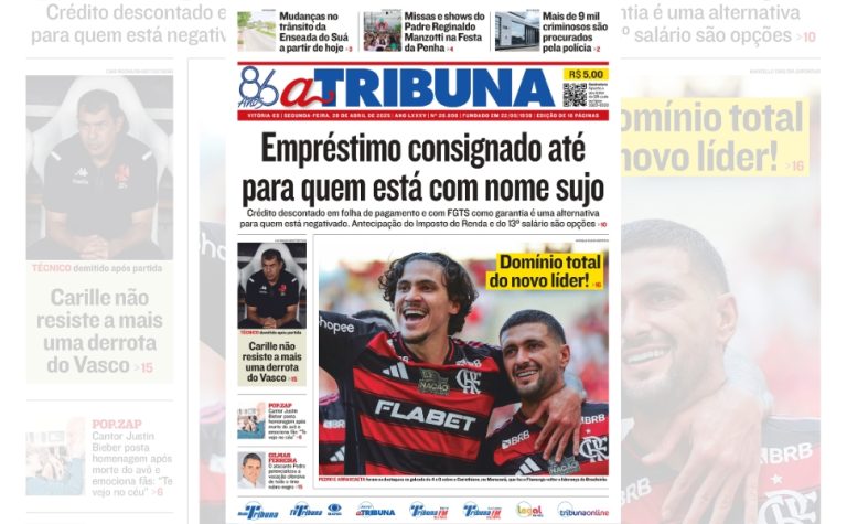 Confira os destaques do jornal A Tribuna desta segunda (28)