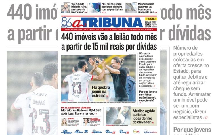 Confira os destaques do jornal A Tribuna desta sexta