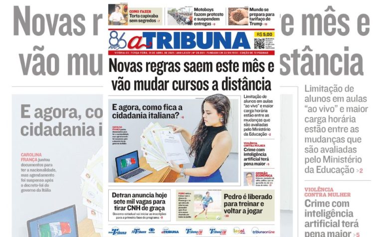 Confira os destaques do jornal A Tribuna desta terça