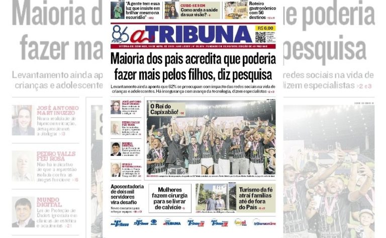 Confira os destaques do jornal A Tribuna deste domingo