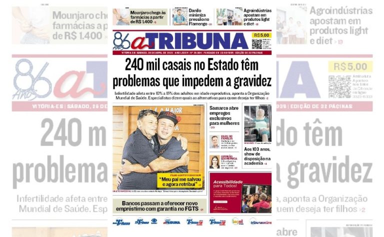 Confira os destaques do jornal A Tribuna deste sábado