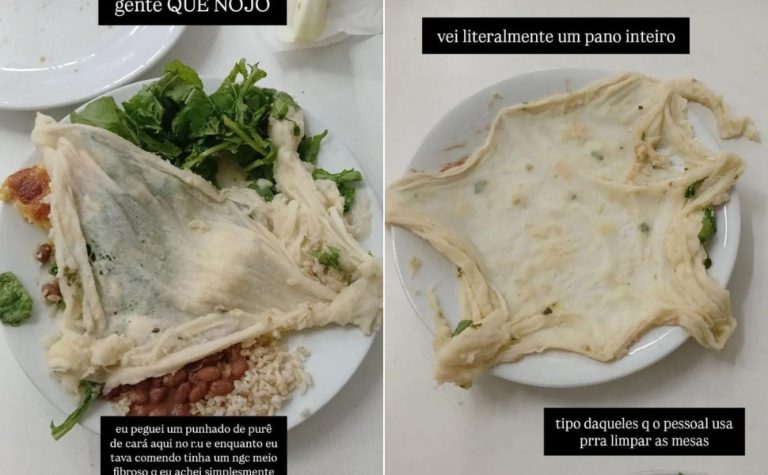 Estudante da Ufes diz ter encontrado pano em comida servida no RU da universidade