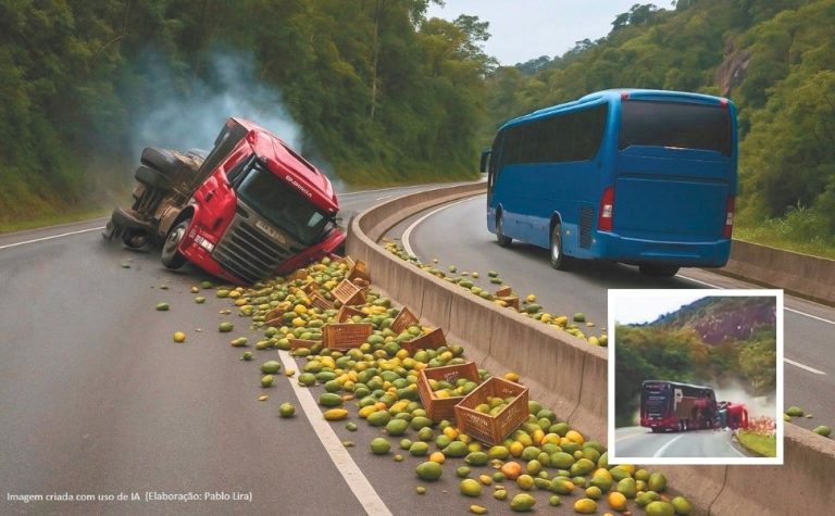 IA mostra como seria acidente se trecho da BR-101 em Anchieta fosse duplicado