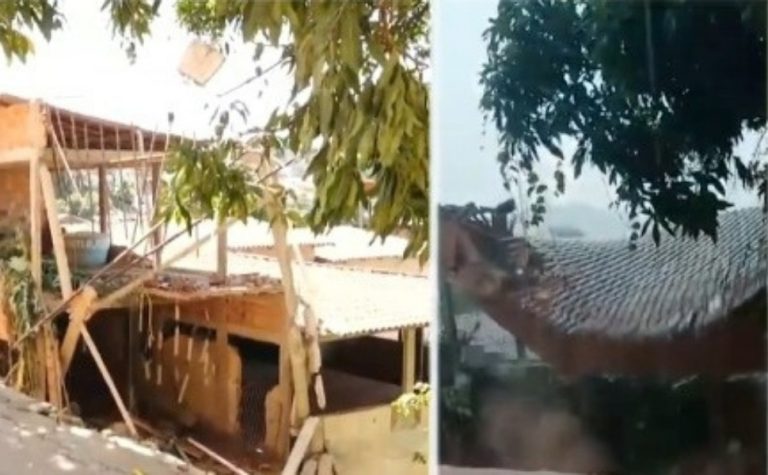 Muro desaba durante temporal e três casas são interditadas em Cariacica