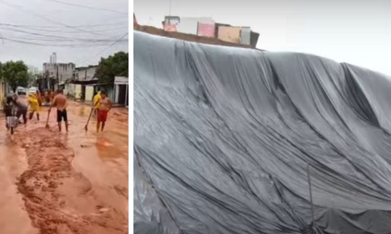Chuva danifica muro de contenção no Recife e alaga vias em Olinda e Jaboatão