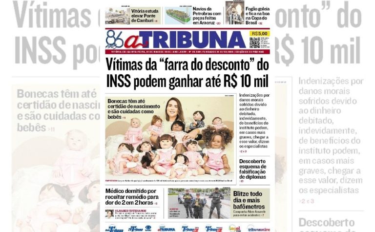 Confira os destaques do jornal A Tribuna desta quinta-feira