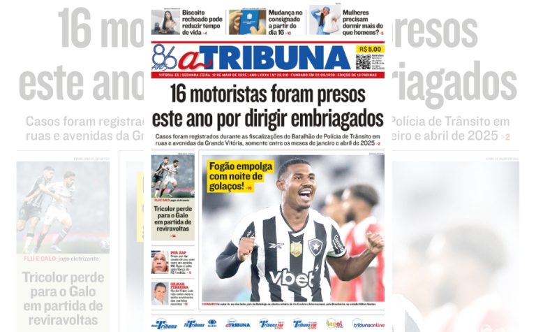 Confira os destaques do jornal A Tribuna desta segunda (12)