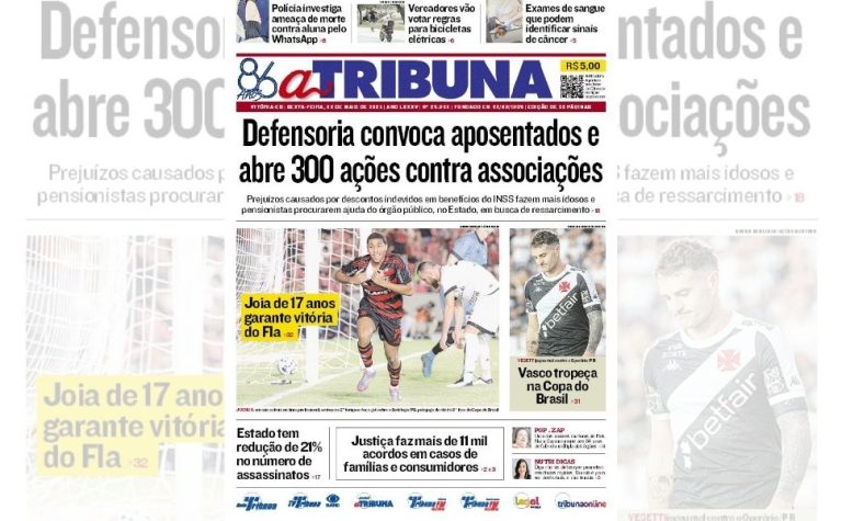 Confira os destaques do jornal A Tribuna desta sexta-feira
