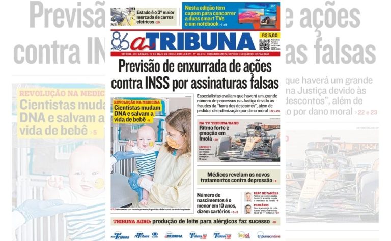 Confira os destaques do jornal A Tribuna deste sábado (17)