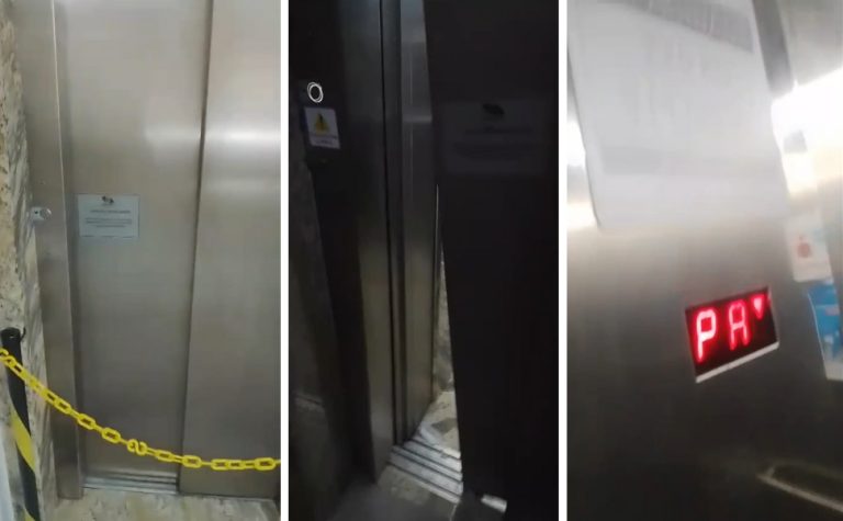 Elevador com cinco pessoas despenca em prédio na Serra