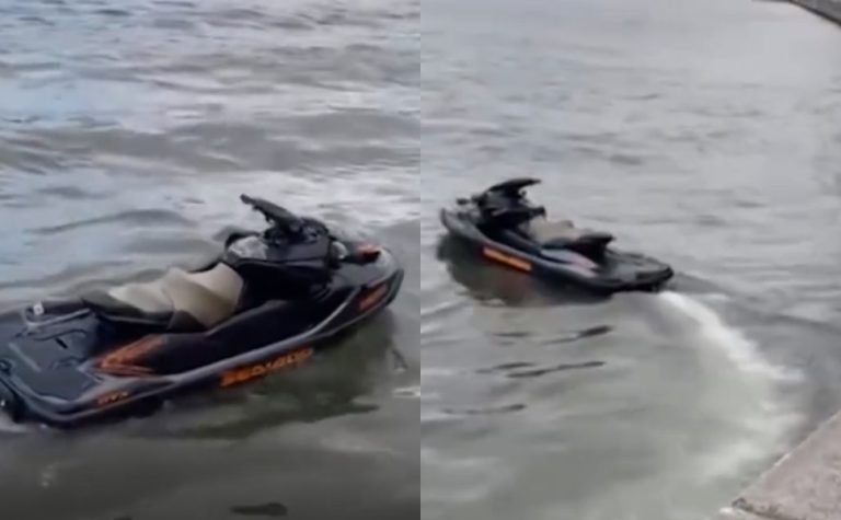 VÍDEO | Moto aquática sem piloto é flagrada na Baía de Vitória