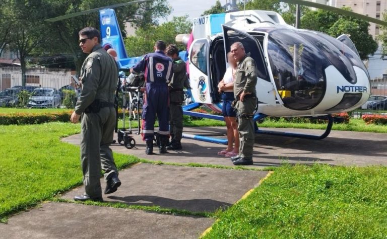 Bebê de quatro meses é socorrida de helicóptero após sofrer queimaduras em Pancas