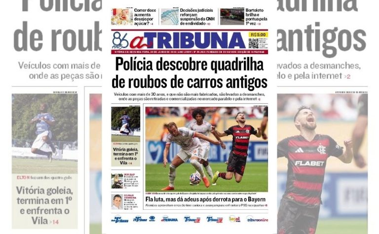 Confira os destaques do jornal A Tribuna desta segunda-feira