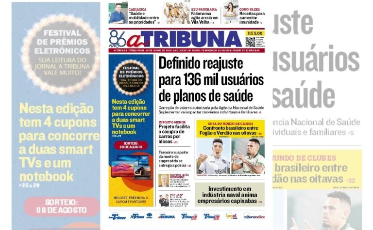 Confira os destaques do jornal A Tribuna desta terça-feira