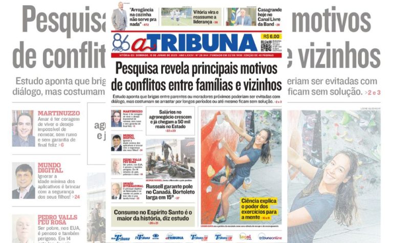 Confira os destaques do jornal A Tribuna deste domingo